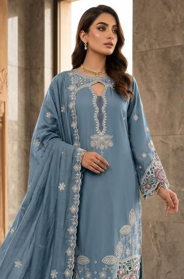 Hoor Tex 994 A To D Rayon Satin Embroidered Salwar Kameez